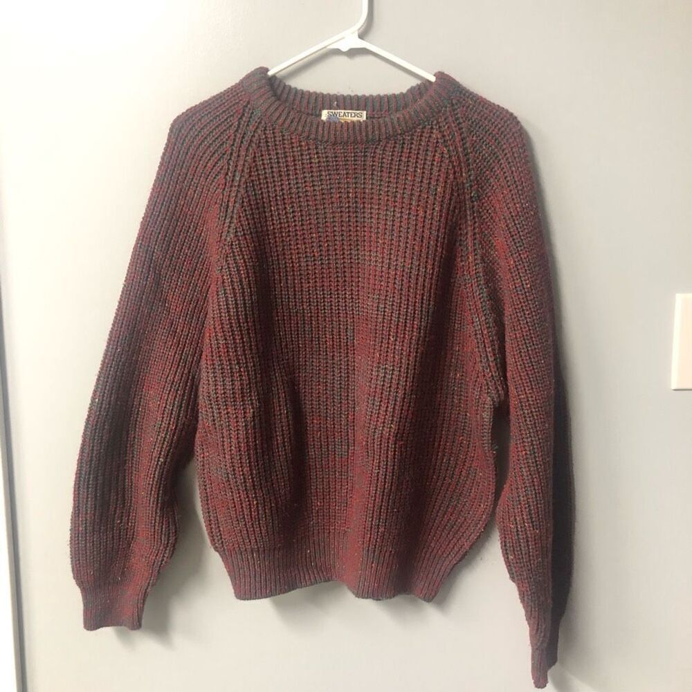 vintage knit sweater size large crewneck‎ pullover cozy winter